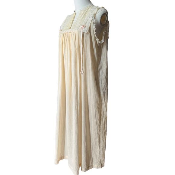 Vintage 50's Christian Dior cream & pink lace long nightgown size small - Picture 13 of 16